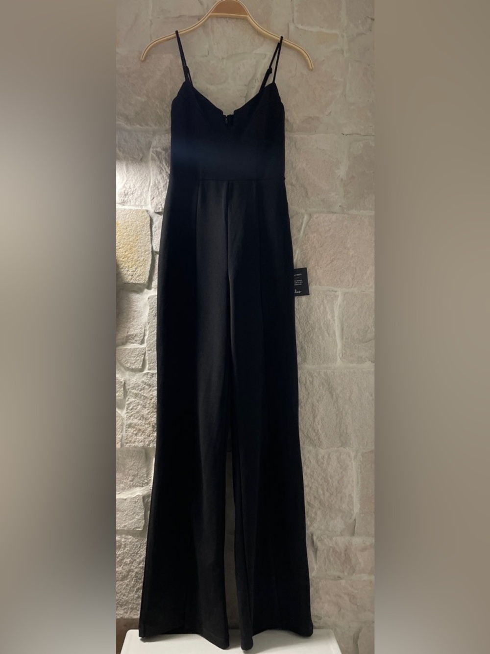 NWT - Lulu's Elegant Black Wide-Leg Spaghetti-Strap Jumpsuit -XS